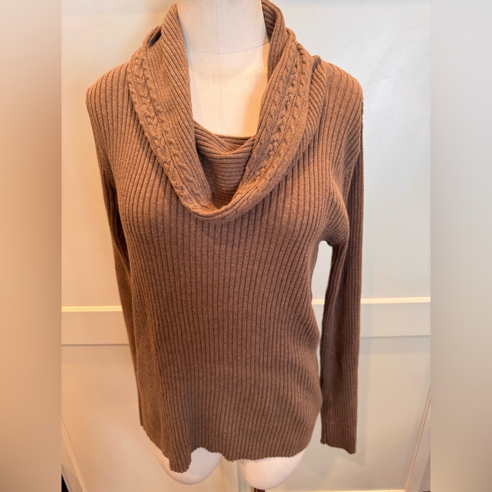 Croft & Barrow Brown Cowl Neck Sweater
